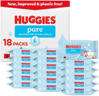 Huggies Pure Plastic Free Baby W Wipes - 18 Pack (864 Wipes) - 99% Water, Fragrance Free, Hypoallergenic, Soft & Gentle - Damaged Box