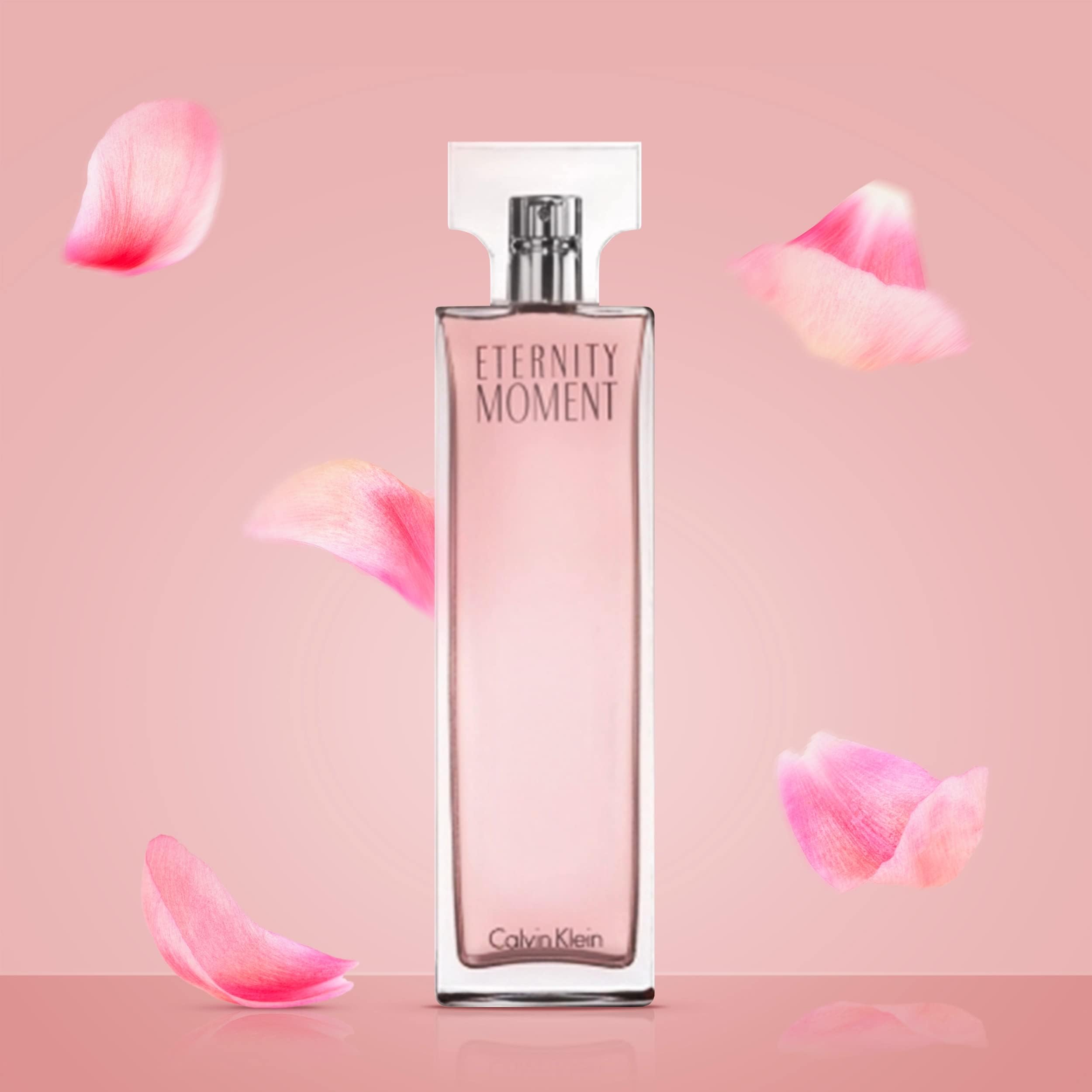 CALVIN KLEIN Eternity Moment - Eau de Parfum for Women - Floral Fragrance with Notes of Sweet Lychee, Pink peony and Raspberry Cashmere - High Longevity - 50 ml - Damaged Box
