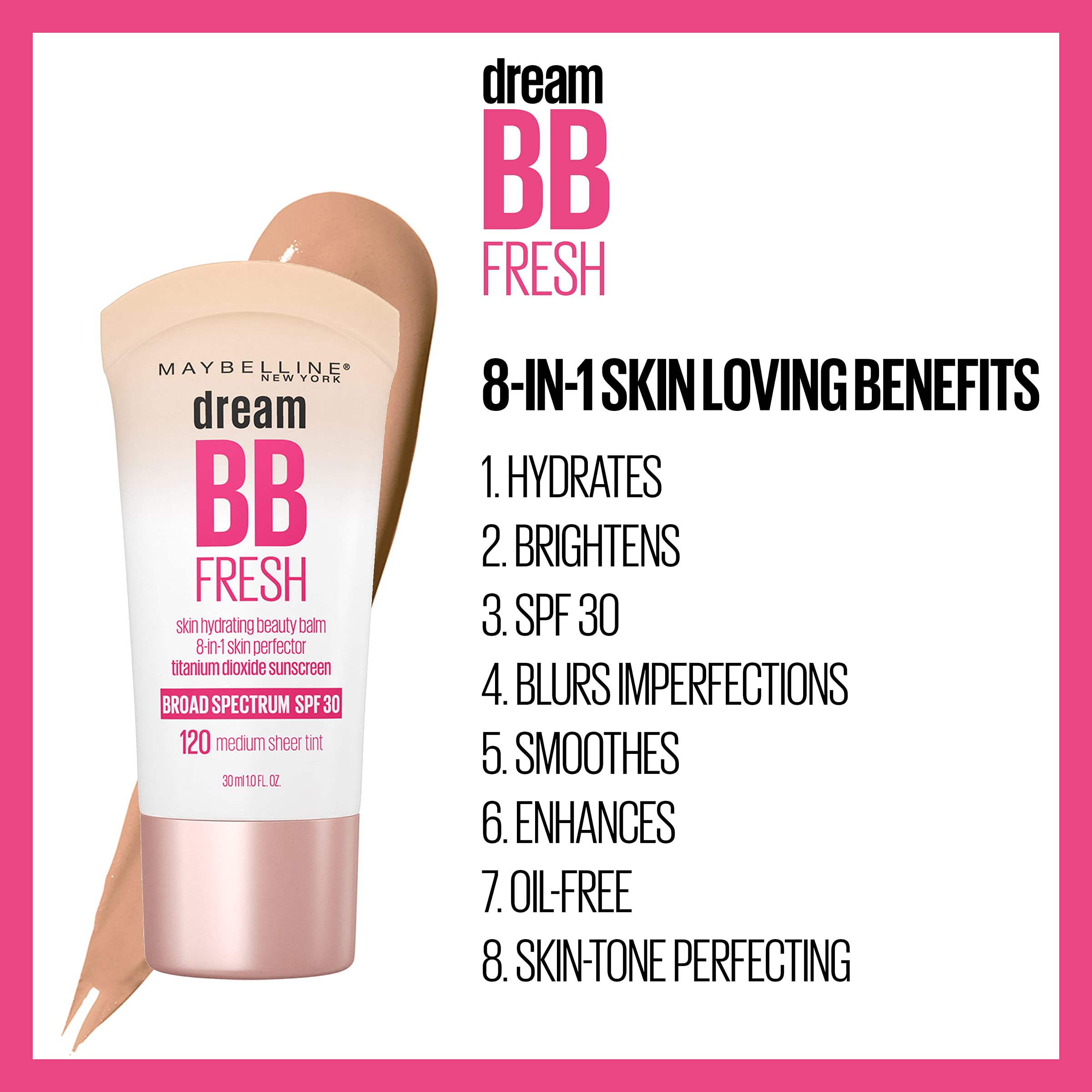 Maybelline Dream Fresh BB Cream - Light/Medium 110 - 8-in-1 Skin Perfecting Beauty Balm