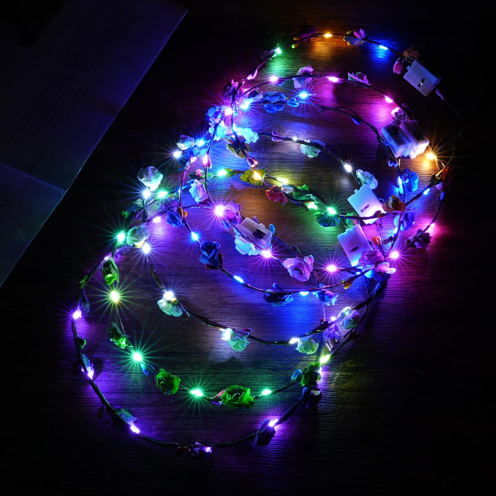 URAQT LED Flower Headband - 6 Pack Light Up Crown Garland for Women & Girls - Wedding, Party Decor - Damaged Box
