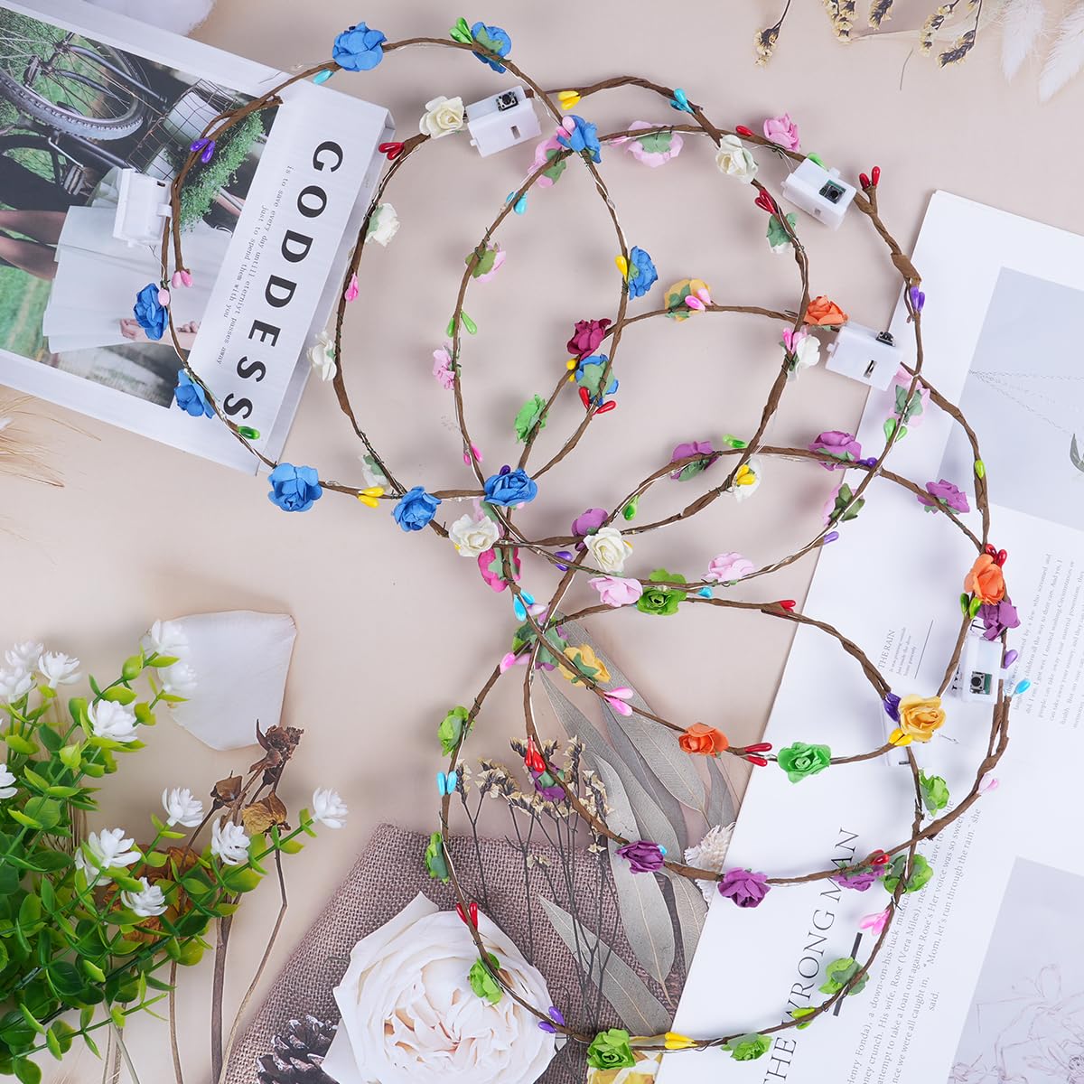 URAQT LED Flower Headband - 6 Pack Light Up Crown Garland for Women & Girls - Wedding, Party Decor - Damaged Box