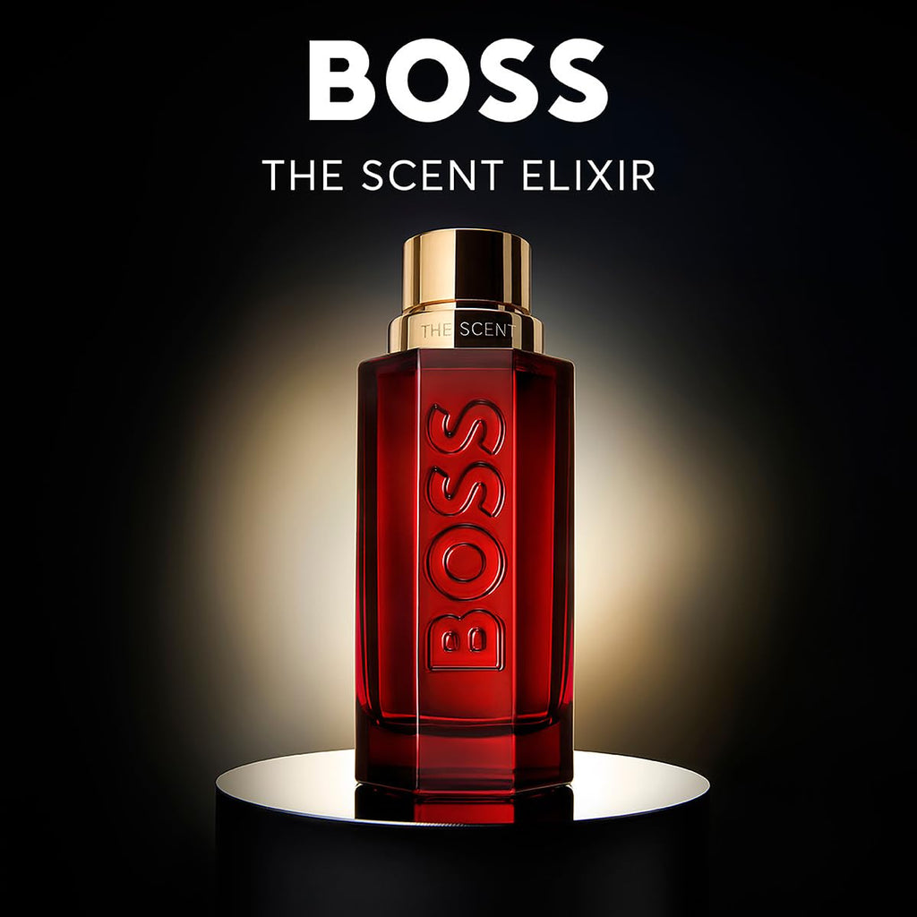 BOSS The Scent Elixir For Him Eau de Parfum 100ml - Ambery Fragrance with Pimento, Lavandin, Sandalwood - Damaged Box