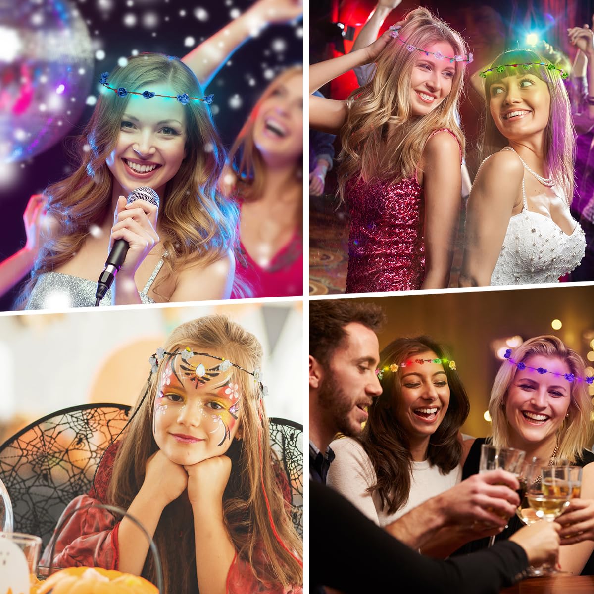 URAQT LED Flower Headband - 6 Pack Light Up Crown Garland for Women & Girls - Wedding, Party Decor - Damaged Box