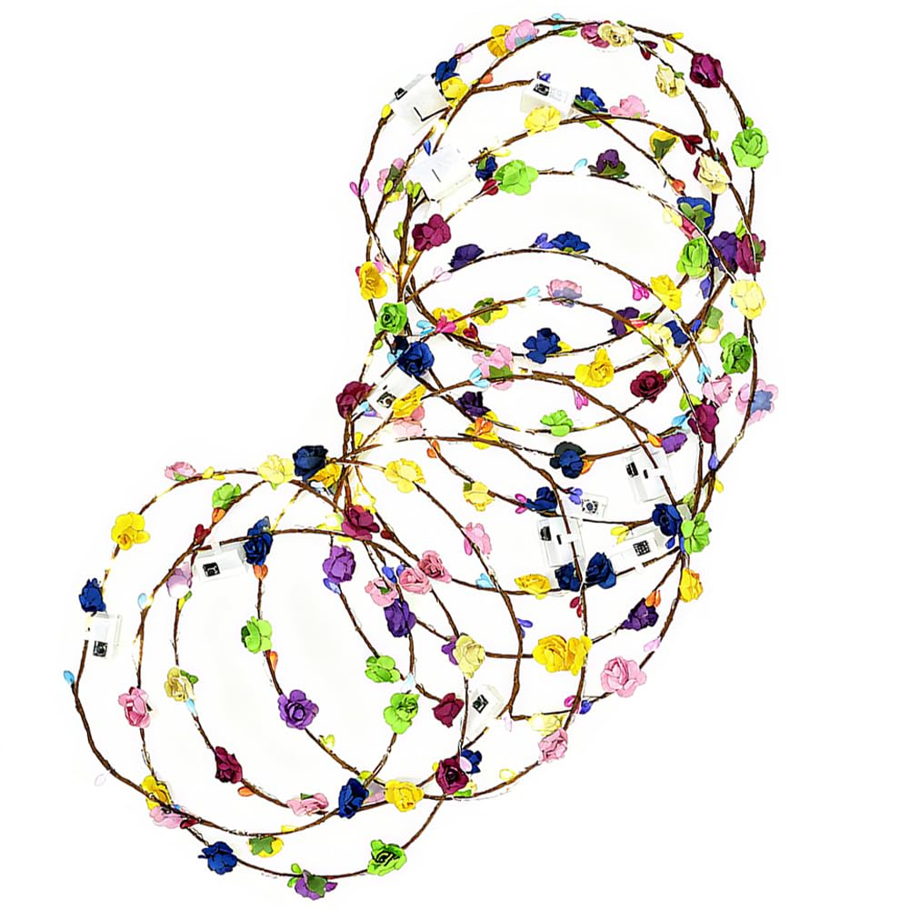 URAQT LED Flower Headband - 6 Pack Light Up Crown Garland for Women & Girls - Wedding, Party Decor - Damaged Box