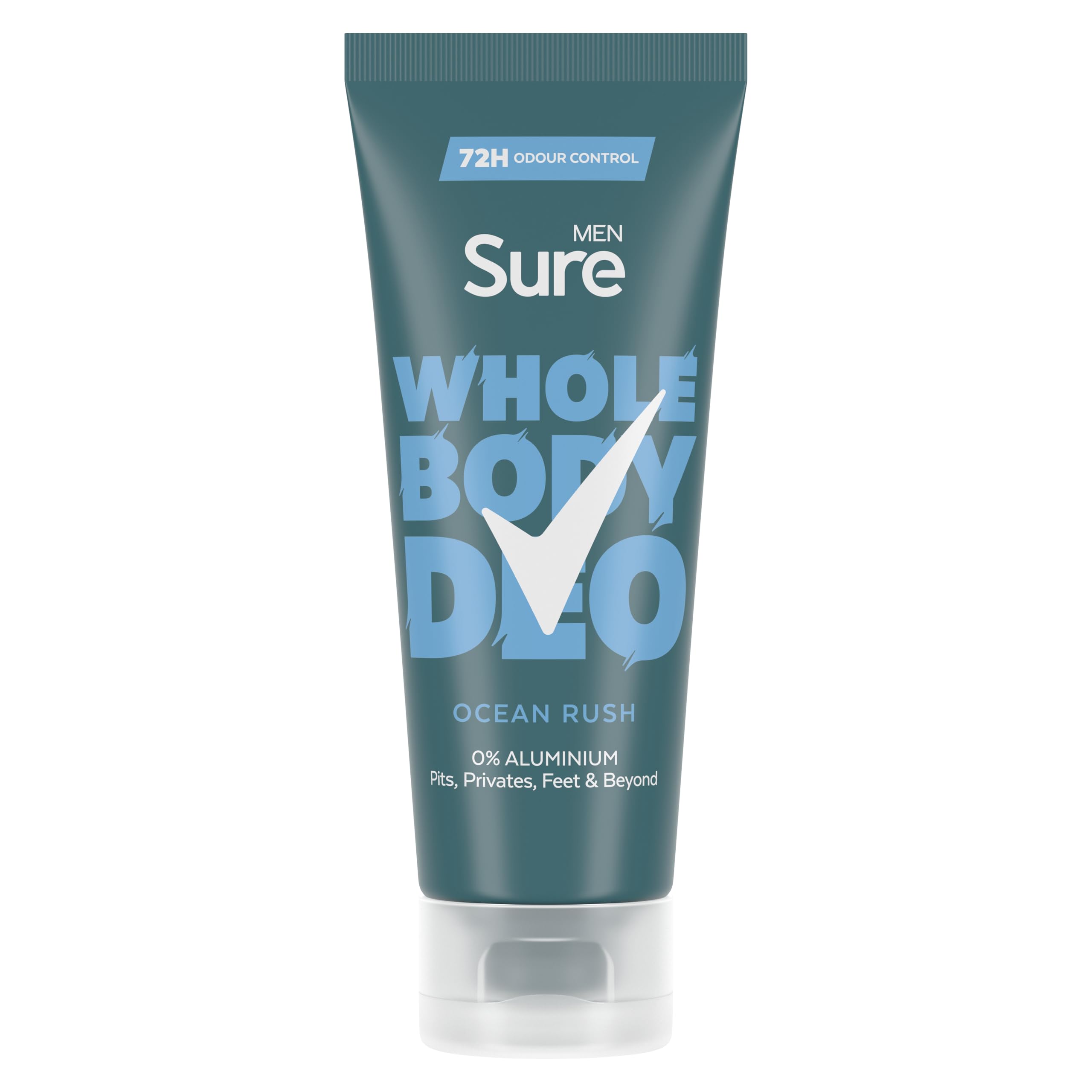 Sure Men Ocean Rush Whole Body Deodorant Cream 75ml - 72 Hour Odour Control, Herbal & Woody Fragrance
