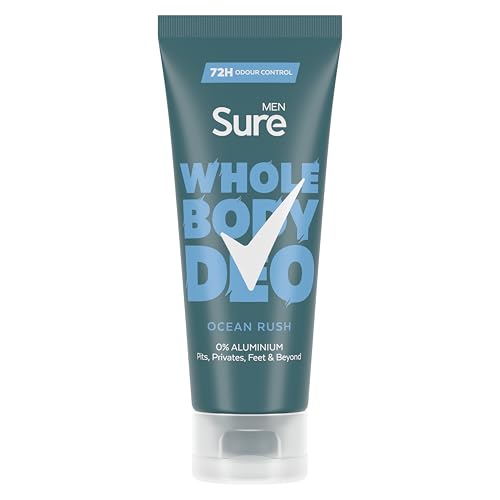 Sure Men Ocean Rush Whole Body Deodorant Cream 75ml - 72 Hour Odour Control, Herbal & Woody Fragrance