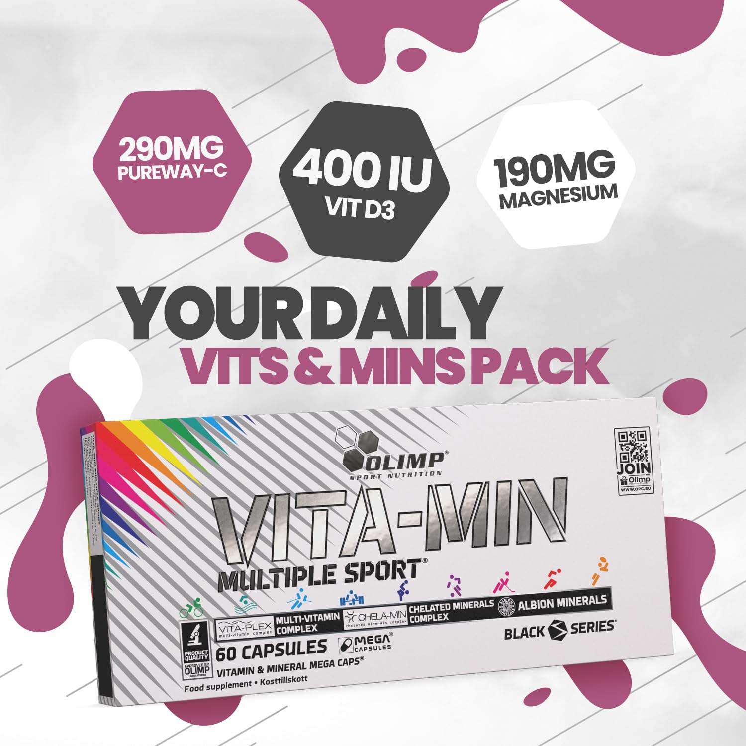 OLIMP Vita-Min Multiple Sport 60 Capsules - Vitamins & Minerals Supplement - Damaged Box - BBE 04/2028