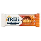 TREK High Protein Low Sugar Choc Peanut Butter Bar - Plant-Based, High Fibre - 12 x 55g - BBE 05/2026