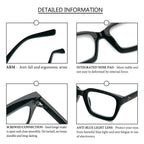 MMOWW 3-Pack Oversized Reading Glasses for Women - Anti Blue Light, Square Frame, +1.0 Black Hawksbill - Damaged Box