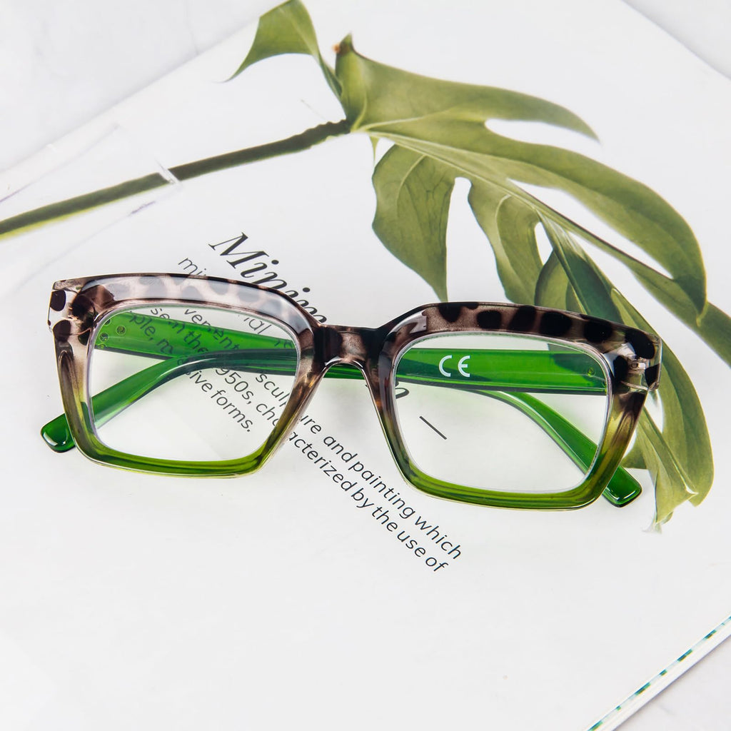 MMOWW 3-Pack Oversized Reading Glasses for Women - Anti Blue Light, Square Frame, +1.0 Black Hawksbill - Damaged Box