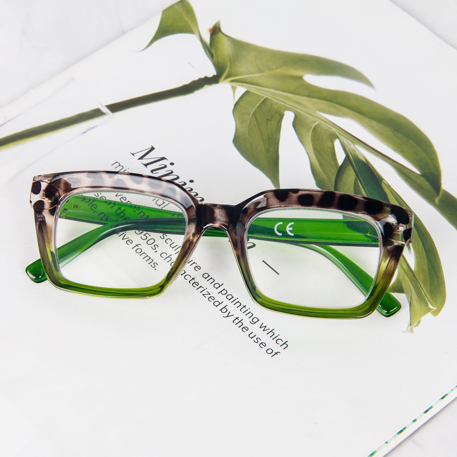 MMOWW 3-Pack Oversized Reading Glasses for Women - Anti Blue Light, Square Frame, +1.0 Black Hawksbill - Damaged Box
