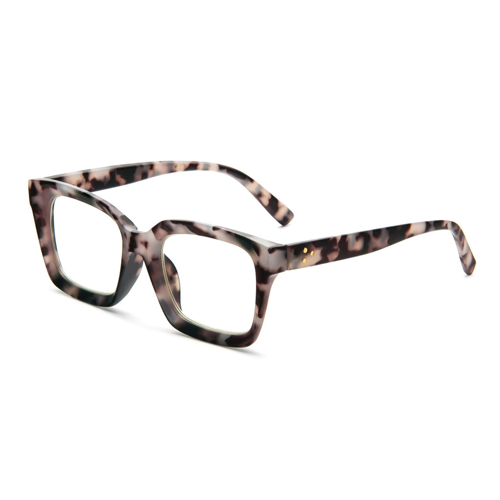 MMOWW 3-Pack Oversized Reading Glasses for Women - Anti Blue Light, Square Frame, +1.0 Black Hawksbill - Damaged Box