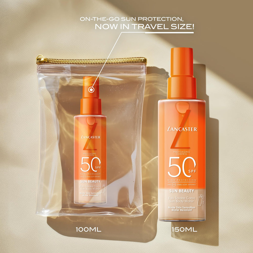 Lancaster Sun Beauty Body Water SPF50 100ml, Photoaging Control, Nude Skin Sensation, Broad Spectrum Sun Protection, Water and Sweat Resistant Spray, Suitable for All Skin Types, Vegan
