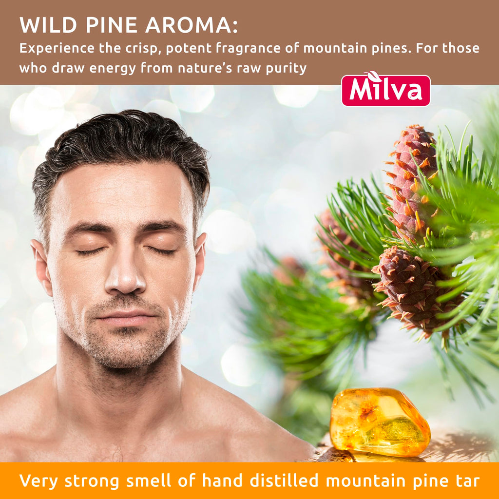 Milva Pine Tar Shampoo - 500ml Natural Anti-Dandruff & Psoriasis Treatment for Dry, Itchy, Flaky Scalp