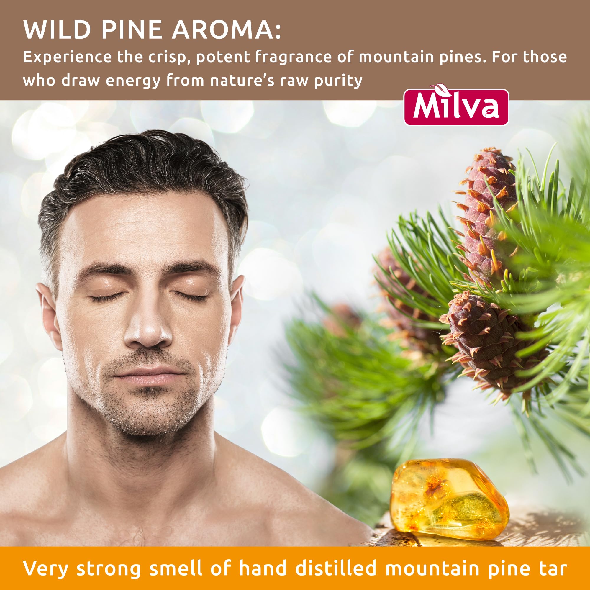 Milva Pine Tar Shampoo - 500ml Natural Anti-Dandruff & Psoriasis Treatment for Dry, Itchy, Flaky Scalp