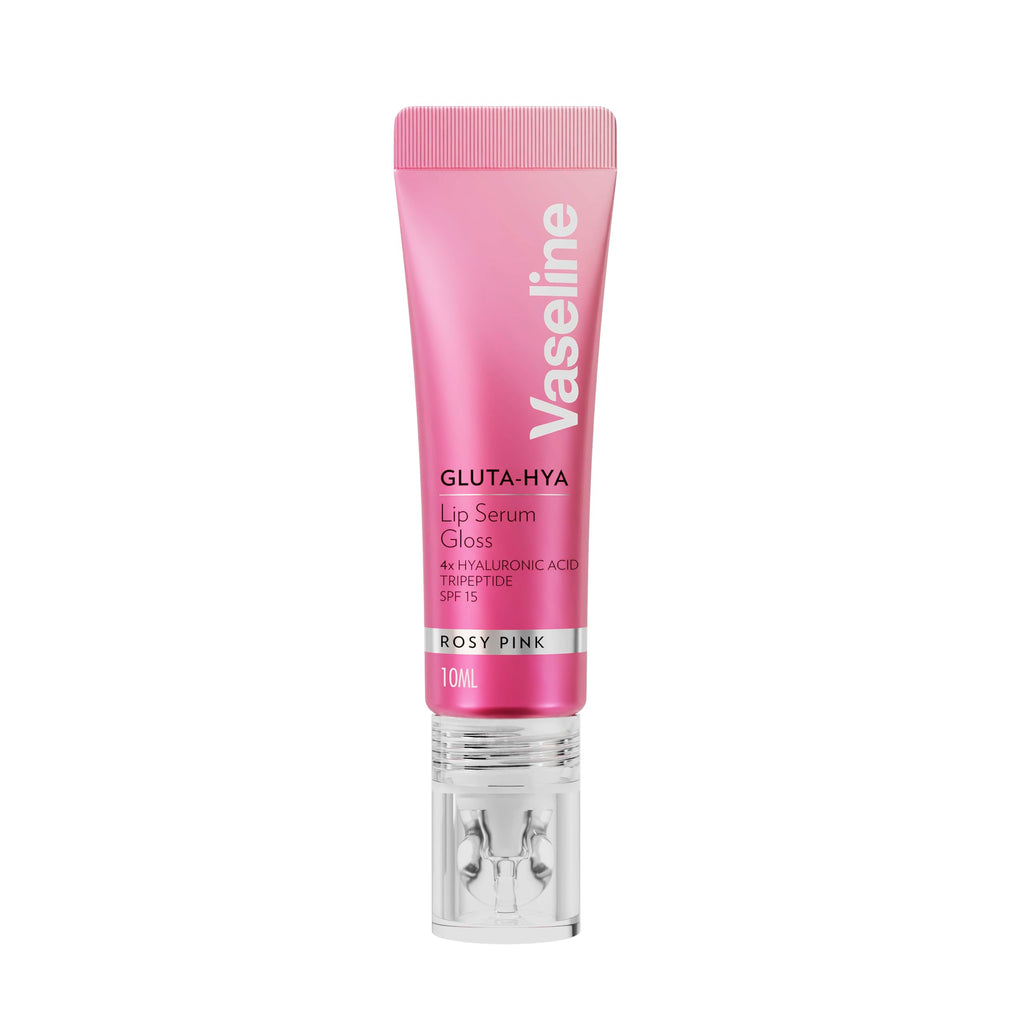 Vaseline Gluta-Hya Rosy Pink Lip Gloss Serum, Hyaluronic Acid, GlutaGlow, SPF15, Plumps & Protects, 10ml Lip Care - Damaged Box