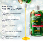 Milva Pine Tar Shampoo - 500ml Natural Anti-Dandruff & Psoriasis Treatment for Dry, Itchy, Flaky Scalp