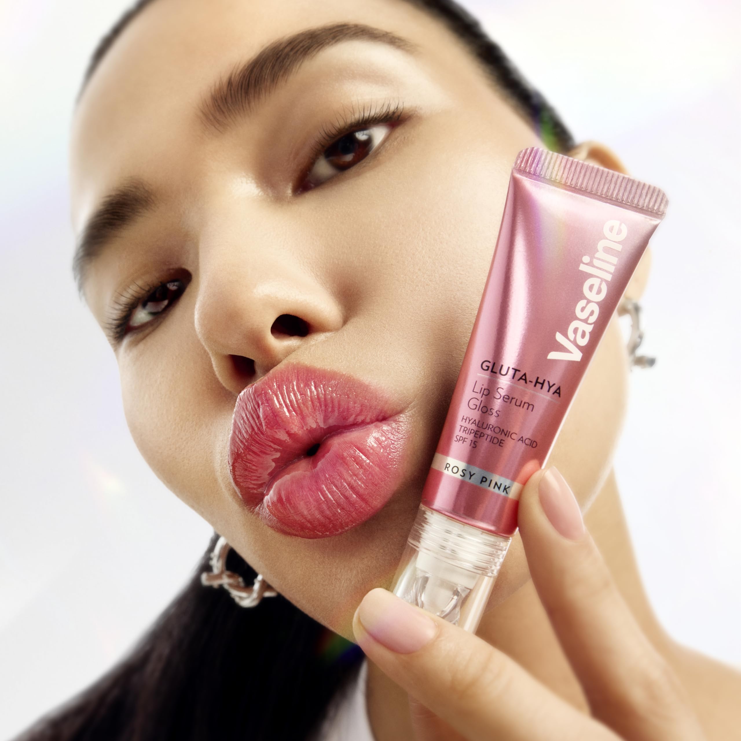Vaseline Gluta-Hya Rosy Pink Lip Gloss Serum, Hyaluronic Acid, GlutaGlow, SPF15, Plumps & Protects, 10ml Lip Care - Damaged Box