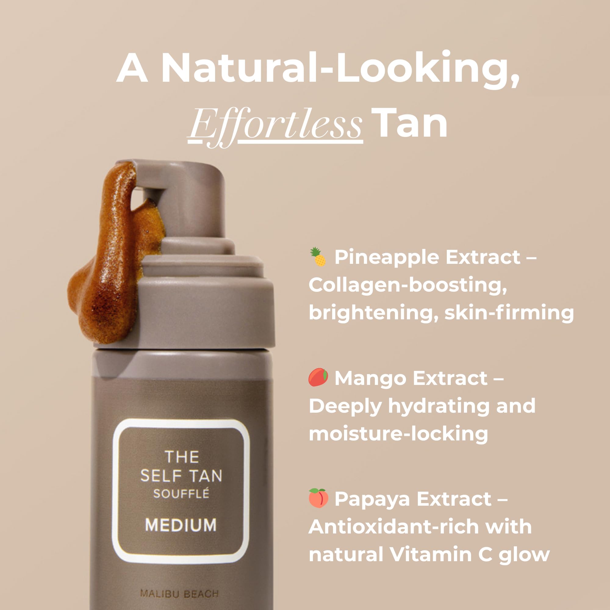 Jimmy Coco 150ml Medium Tinted Tan Souffl'e Malibu Beach | Hydrating Fake Tan Moisturiser for Face and Body | Self Tanning Cream with Pineapple Mango Papaya Extracts for Natural Sunkissed Glow - Damaged Box