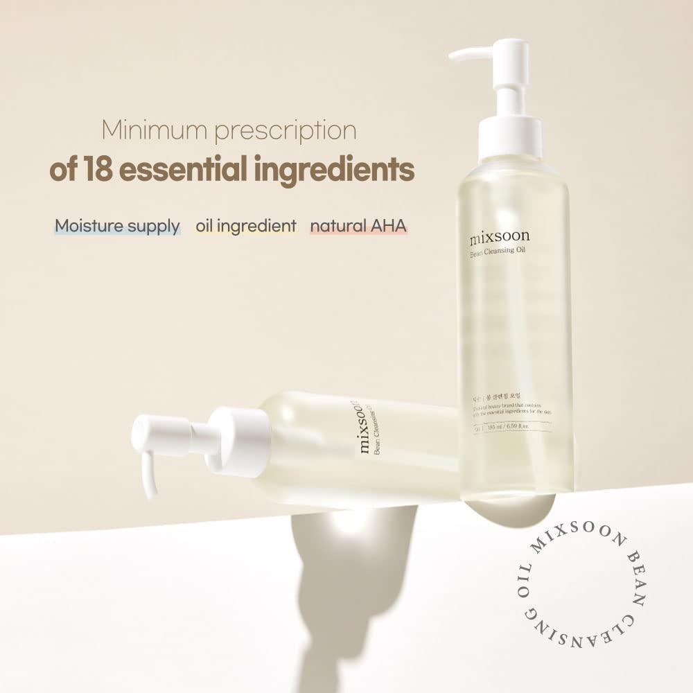 Mixsoon Bean Cleansing Oil - Sebum-Melting & Pore-Clearing Makeup Remover with Fermented Soybean, Hydrating Vegan Oil for Blackhead Remover & Luminous Skin, Korean Glass Skin Care 195ml - Damaged Box