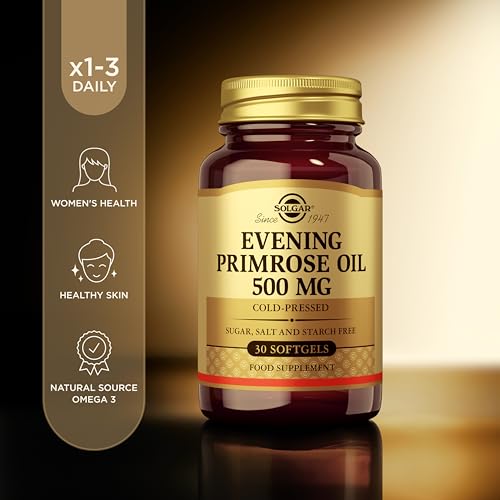 Solgar Evening Primrose Oil 500mg Softgels - 30 Capsules - Omega-6, GLA - Easy Swallow, Gluten Free - BBE 02/2028