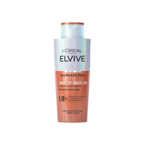 L'Oreal Paris Elvive Growth Booster Shampoo - Anti-Hair Loss, Aminexil, Niacinamide, Prevents Thinning, 200ml - Damaged Box