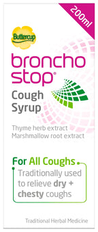 Bronchostop Cough Syrup 200ml - Used for Relief for Dry or Chesty Coughs - with Thyme Herb and Marshmallow Root Extract - Non Drowsy Cough Medicine that Can Be Diluted or Undiluted - BBE 07/2028