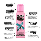Crazy Color Semi-Permanent Hair Dye - Vibrant Blue Jade Teal Aquamarine - 100ml Vegan Conditioning Formula - Damaged Box