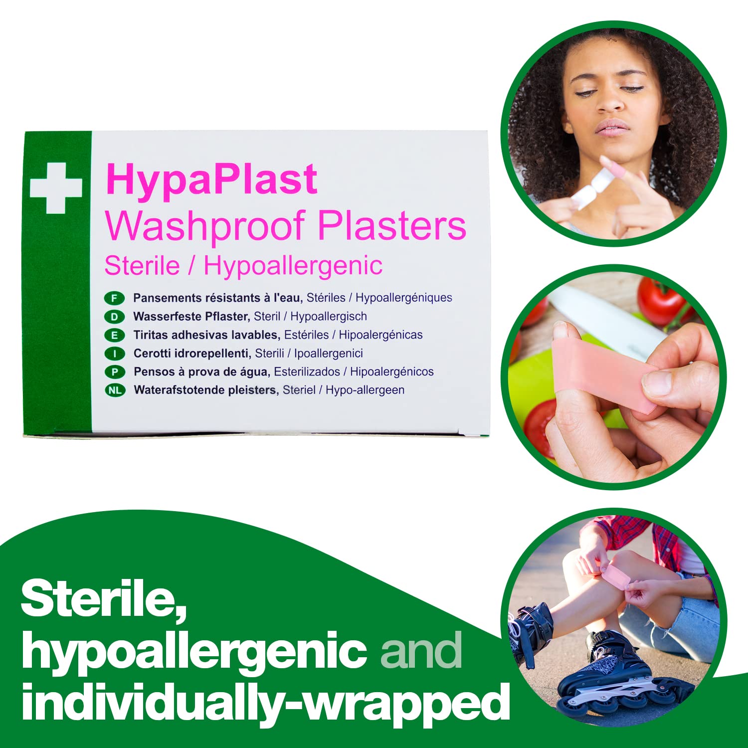 Safety First Aid Group HypaPlast Pink Washproof, Assorted (100) Sterile Hypoallergenic - Damaged Box