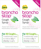 Bronchostop Cough Syrup 200ml - Used for Relief for Dry or Chesty Coughs - with Thyme Herb and Marshmallow Root Extract - Non Drowsy Cough Medicine that Can Be Diluted or Undiluted - BBE 07/2028
