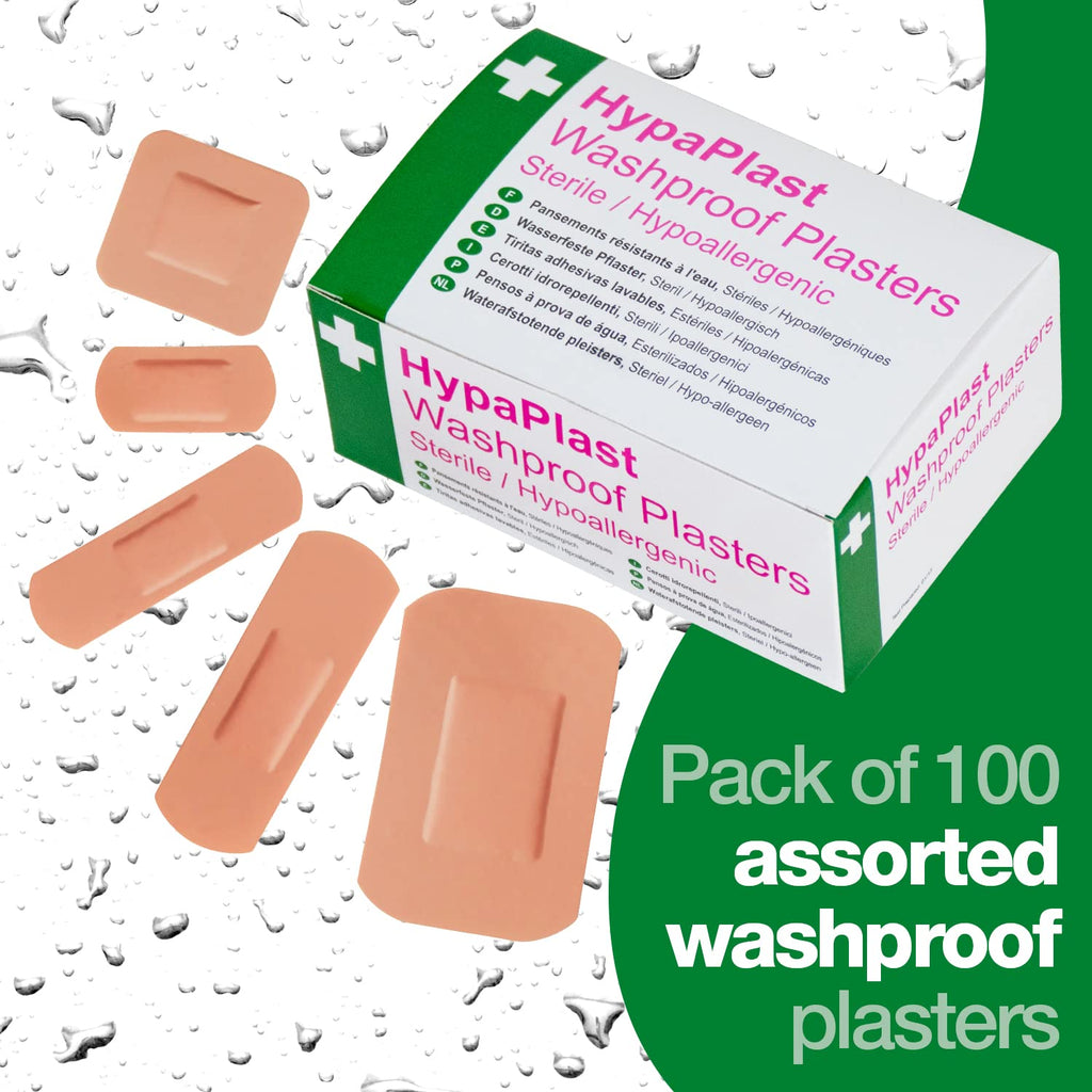 Safety First Aid Group HypaPlast Pink Washproof, Assorted (100) Sterile Hypoallergenic - Damaged Box