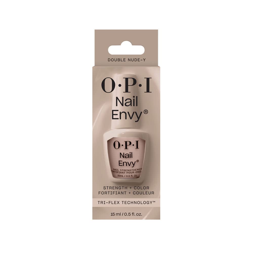 OPI Nail Envy Nail Polish, Strong Nail Strengthener Treatment For Strong Nails, Vegan Nail Repair and Strenght for Damaged Nails, Nude Nail Polish Double-Nude-y 15ml - Damaged Box