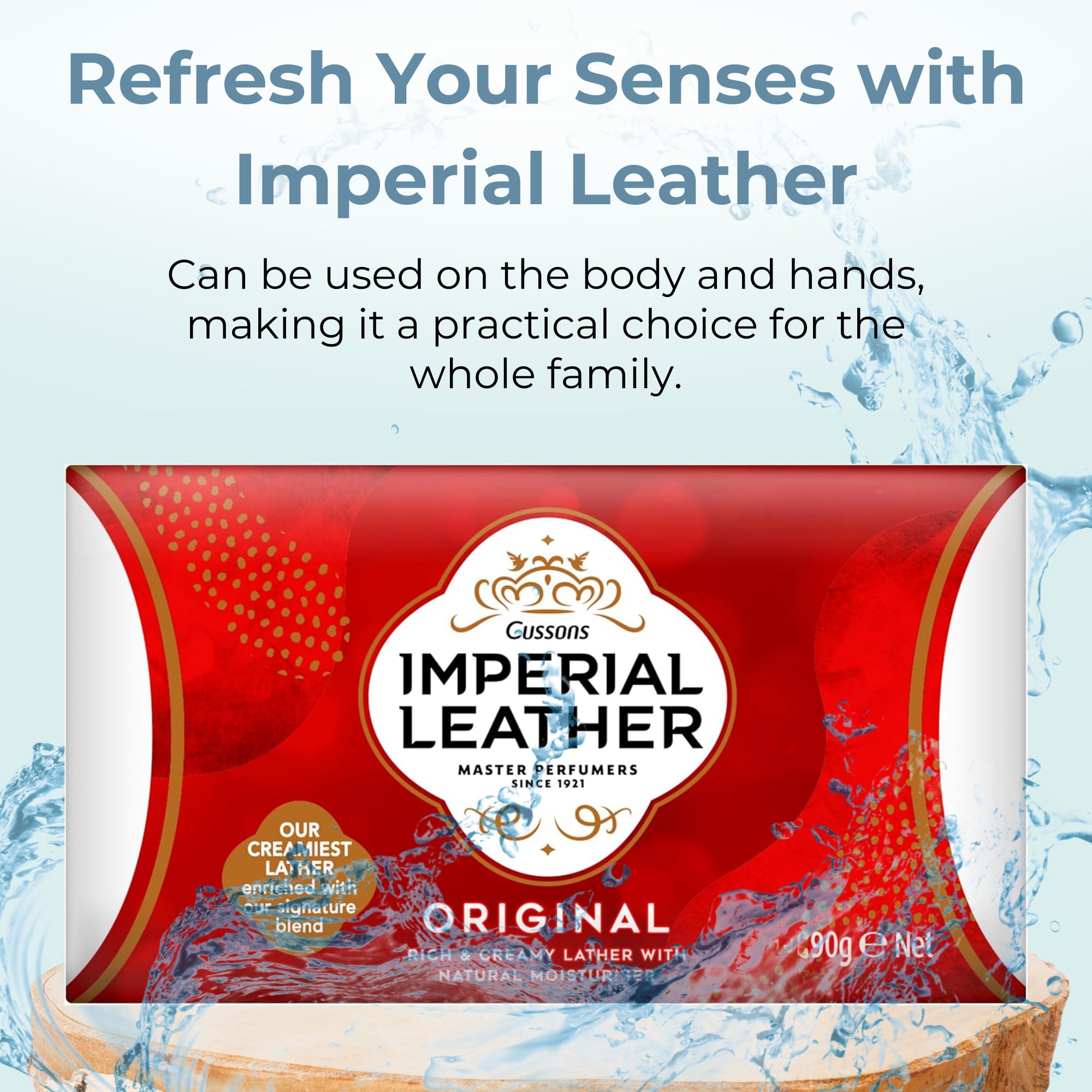 Imperial Leather Original Bar Soap 4 x 90g - Gentle Cleansing Hand & Bath Wash with Travel Soap Dish - Damaged Box