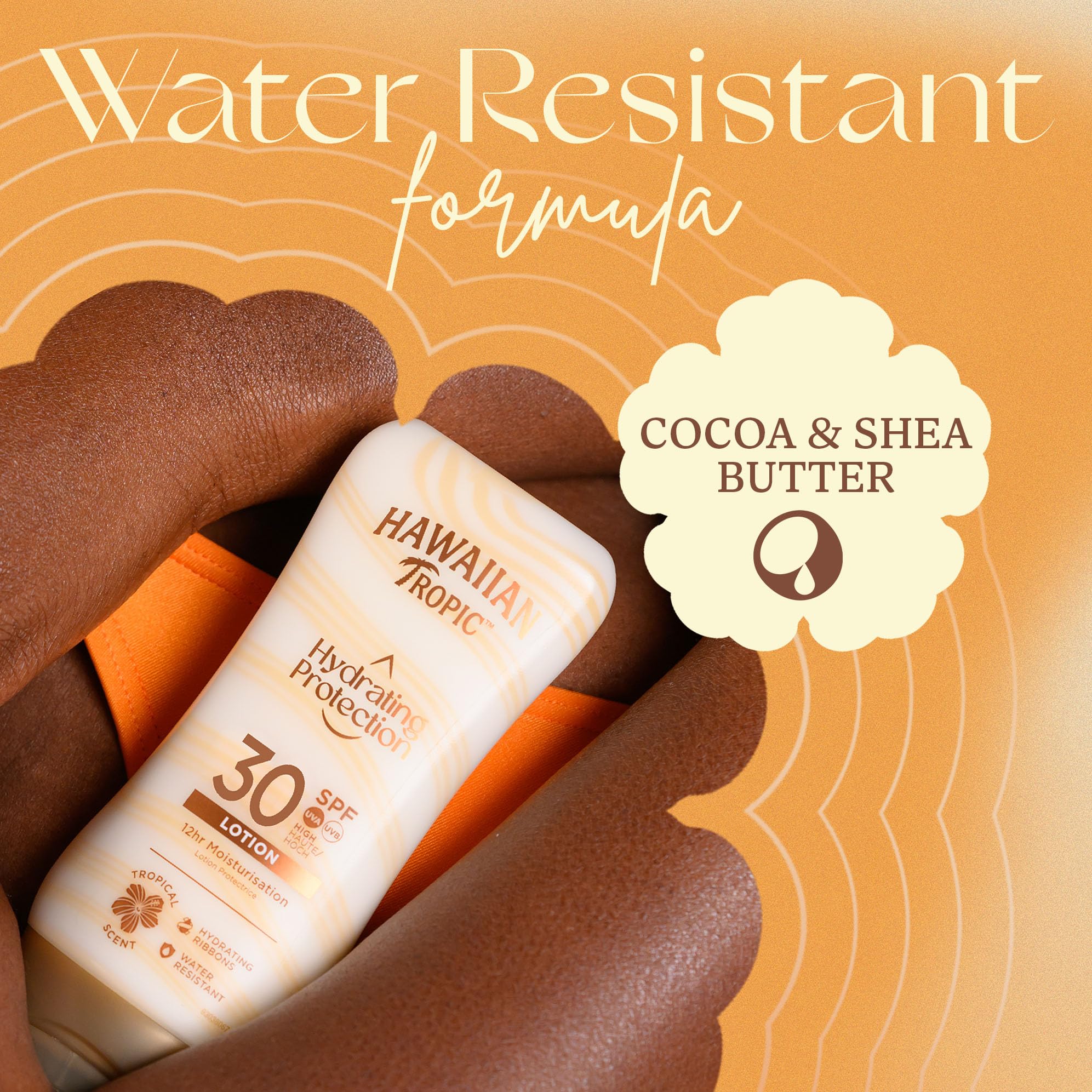 Hawaiian Tropic Hydrating Protection Sunscreen Lotion SPF 30 UVA UVB 12-Hour Moisturising Sun Cream 180ml