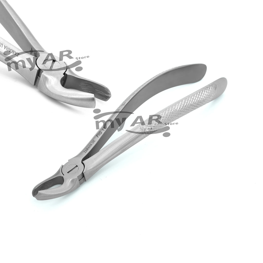 MY AR Fig 17 Dental Tooth Extraction Forceps for Upper Molar Right - Ergonomic Root Extraction Tool - Damaged Box