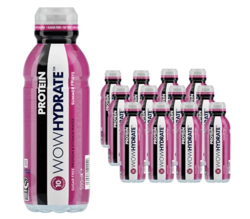 Wow Hydrate Protein Water 10g Summer Fruits 12 x 500ml - Hydration Drink - BBE 04/2026