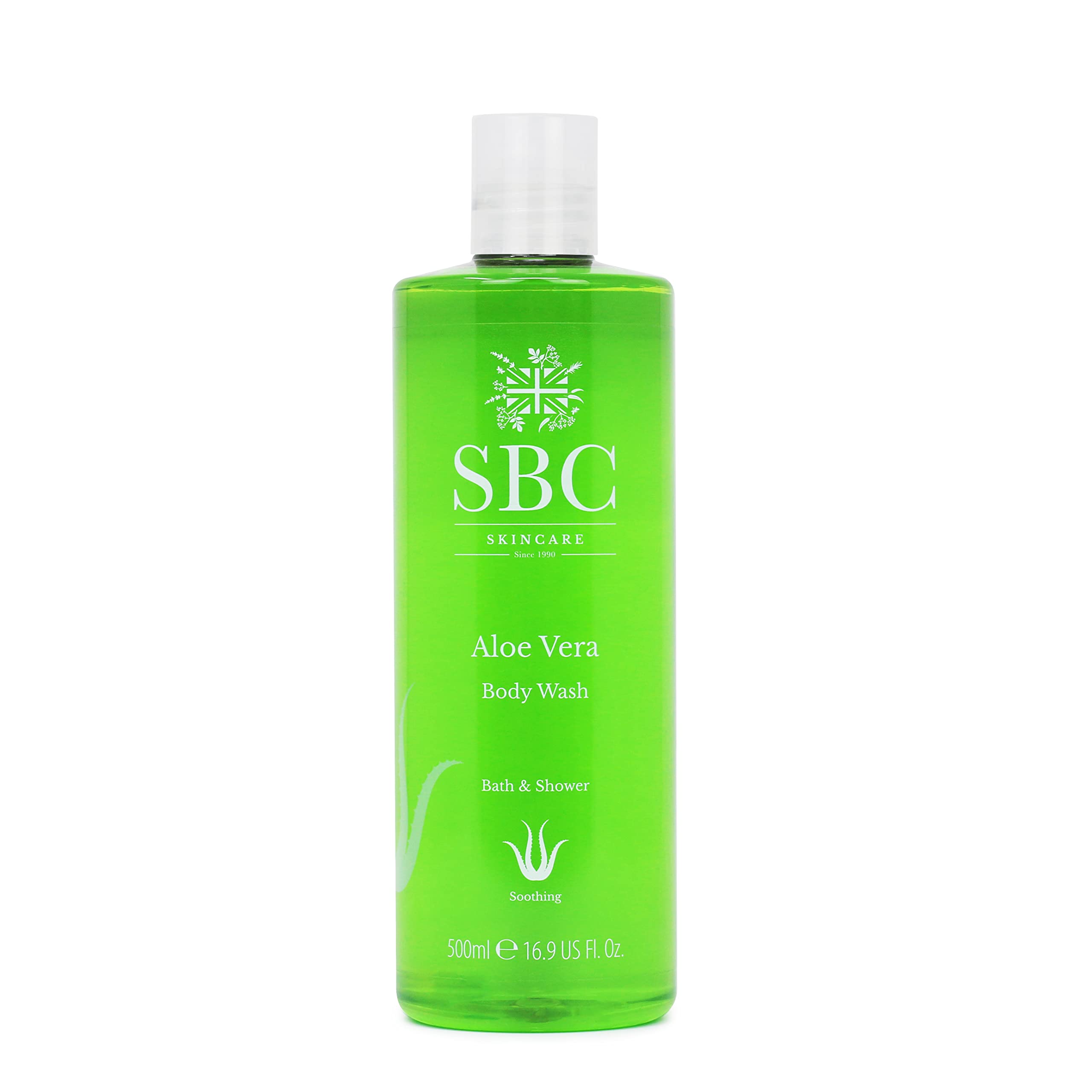 SBC Skincare Aloe Vera Body Wash 500ml - Soothing, Cooling Shower Gel - Hydrating, Family Friendly After Sun Gel