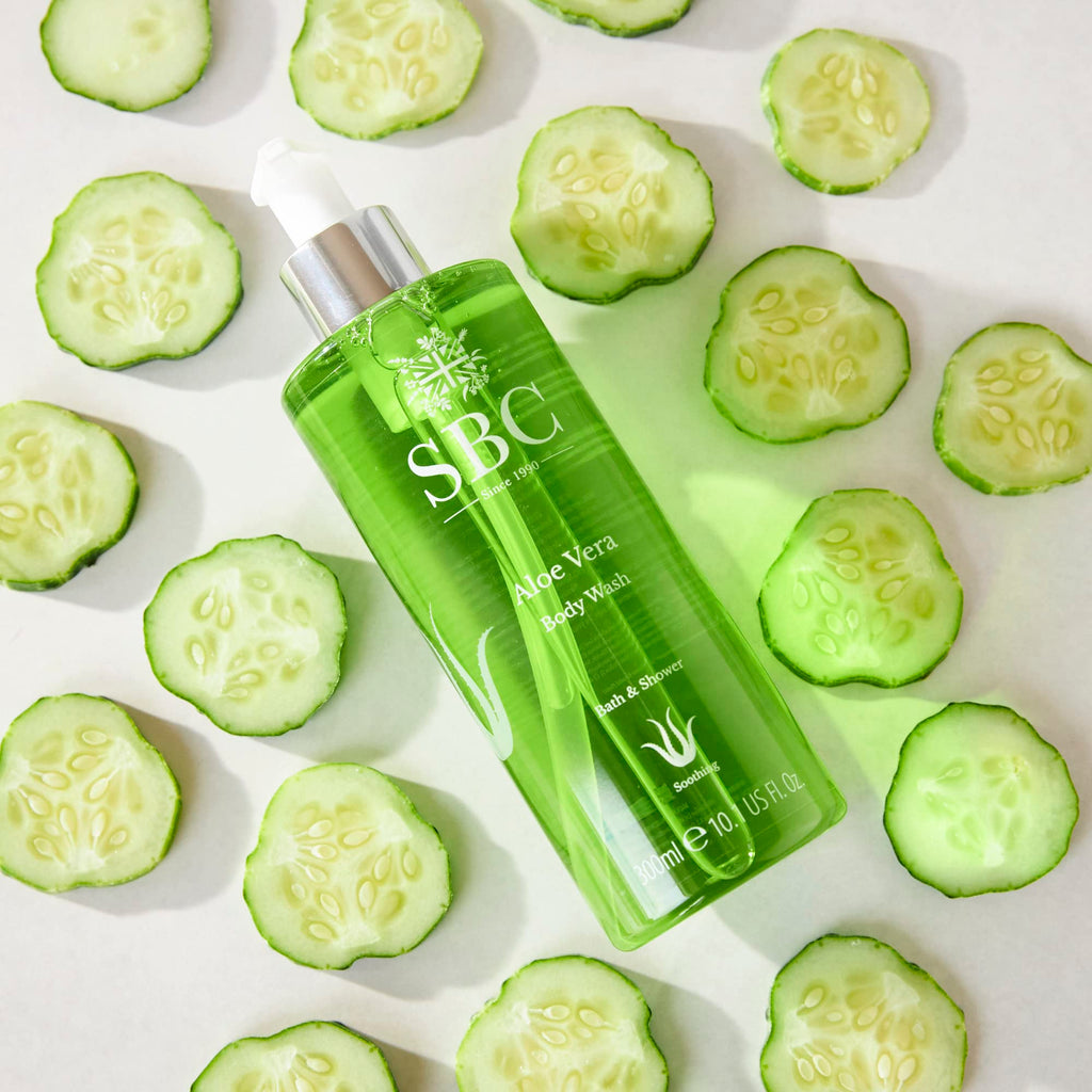 SBC Skincare Aloe Vera Body Wash 500ml - Soothing, Cooling Shower Gel - Hydrating, Family Friendly After Sun Gel