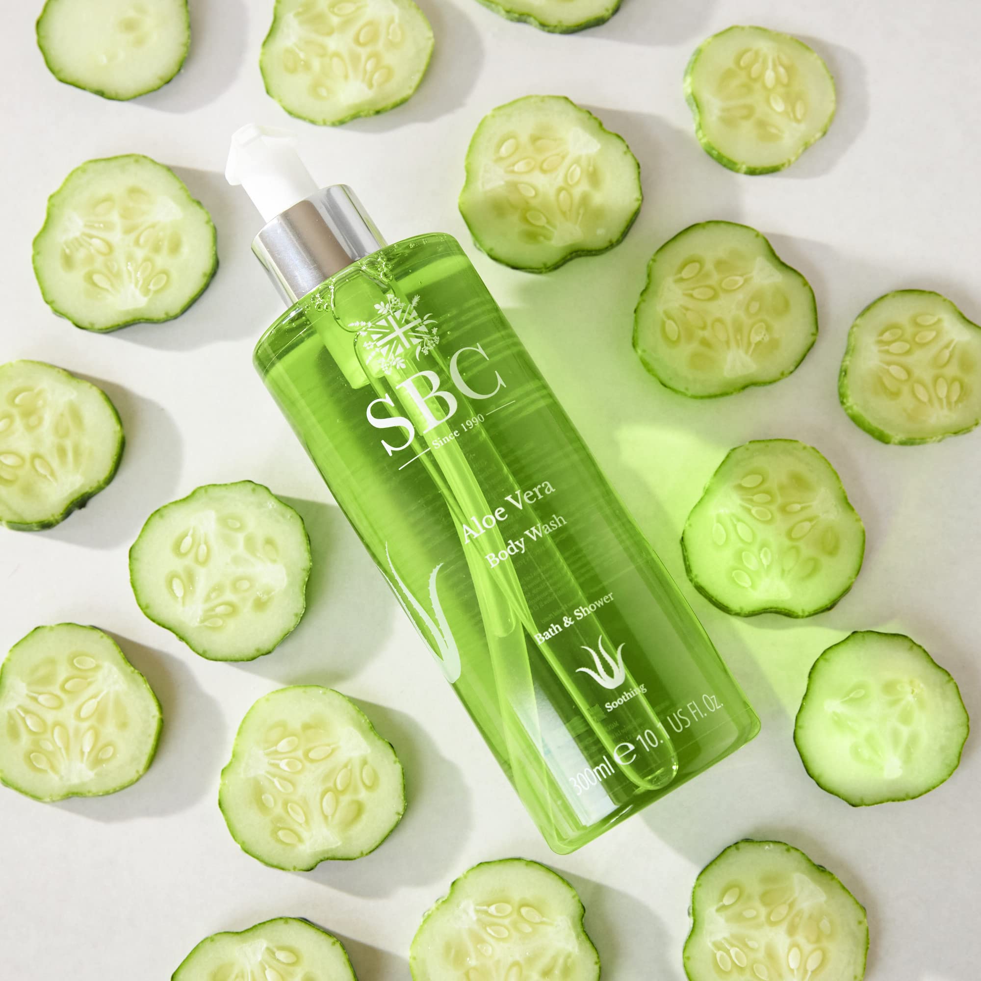 SBC Skincare Aloe Vera Body Wash 500ml - Soothing, Cooling Shower Gel - Hydrating, Family Friendly After Sun Gel
