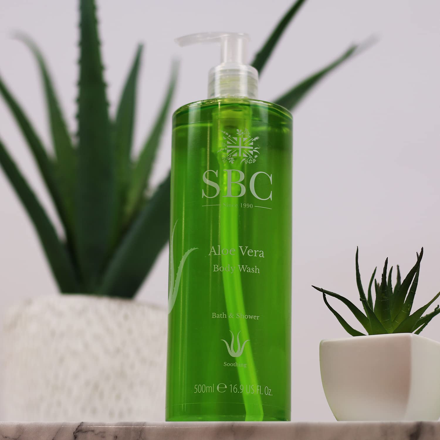 SBC Skincare Aloe Vera Body Wash 500ml - Soothing, Cooling Shower Gel - Hydrating, Family Friendly After Sun Gel