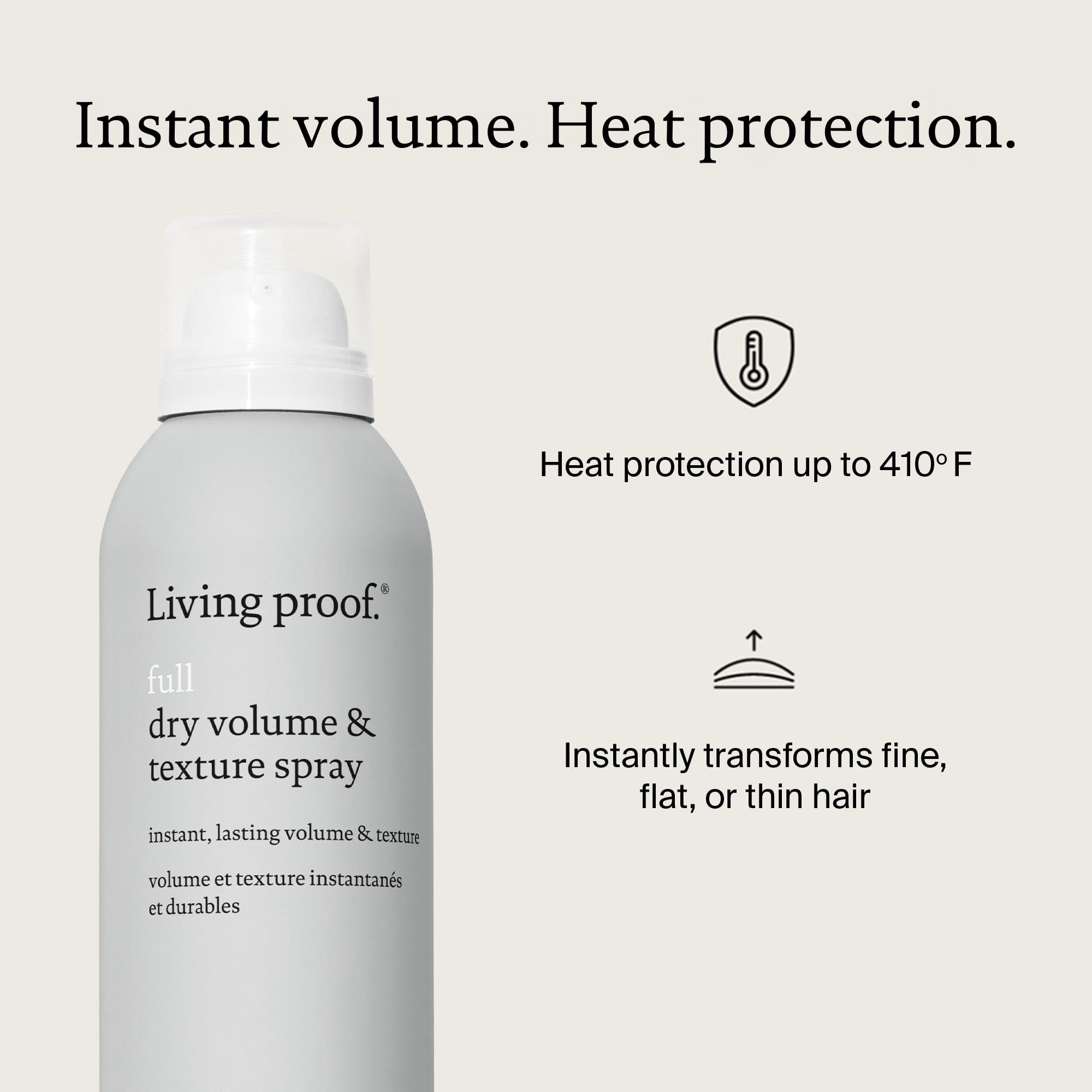 Living Proof Full Dry Volume and Texture Spray, Instantly Transforms Fine, Flat or Thin Hair, Heat Protection up to 210^0C - Damaged Box