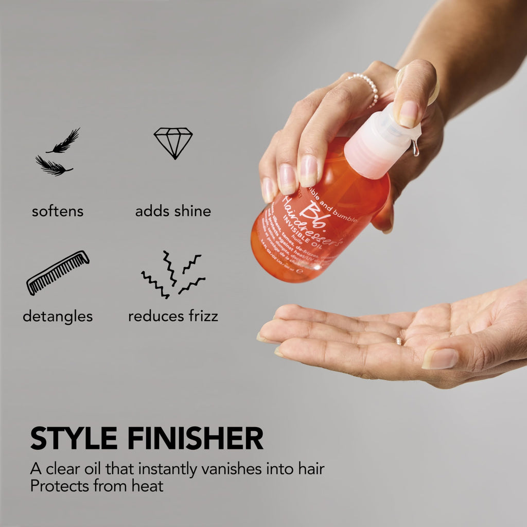 Bumble and bumble. Hairdresser's Invisible Oil Frizz-Reducing Hair Oil | Heat Protection, Frizz Control + Shine | Curly, Wavy, Straight | With Argan, Coconut, + Grapeseed Oil, 100 ml