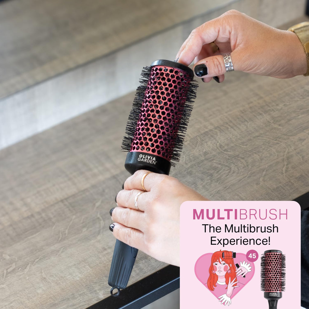 Olivia Garden Multibrush Curlers Kit - Size 45-4 Barrels of the Same Size & 1 Handle - Leave-In Barrels perfect for Curls and Volume - Damaged Box