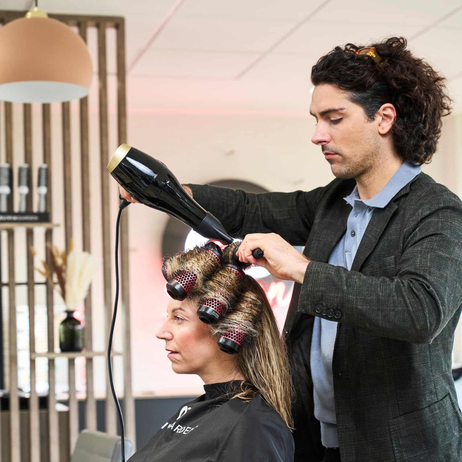 Olivia Garden Multibrush Curlers Kit - Size 45-4 Barrels of the Same Size & 1 Handle - Leave-In Barrels perfect for Curls and Volume - Damaged Box