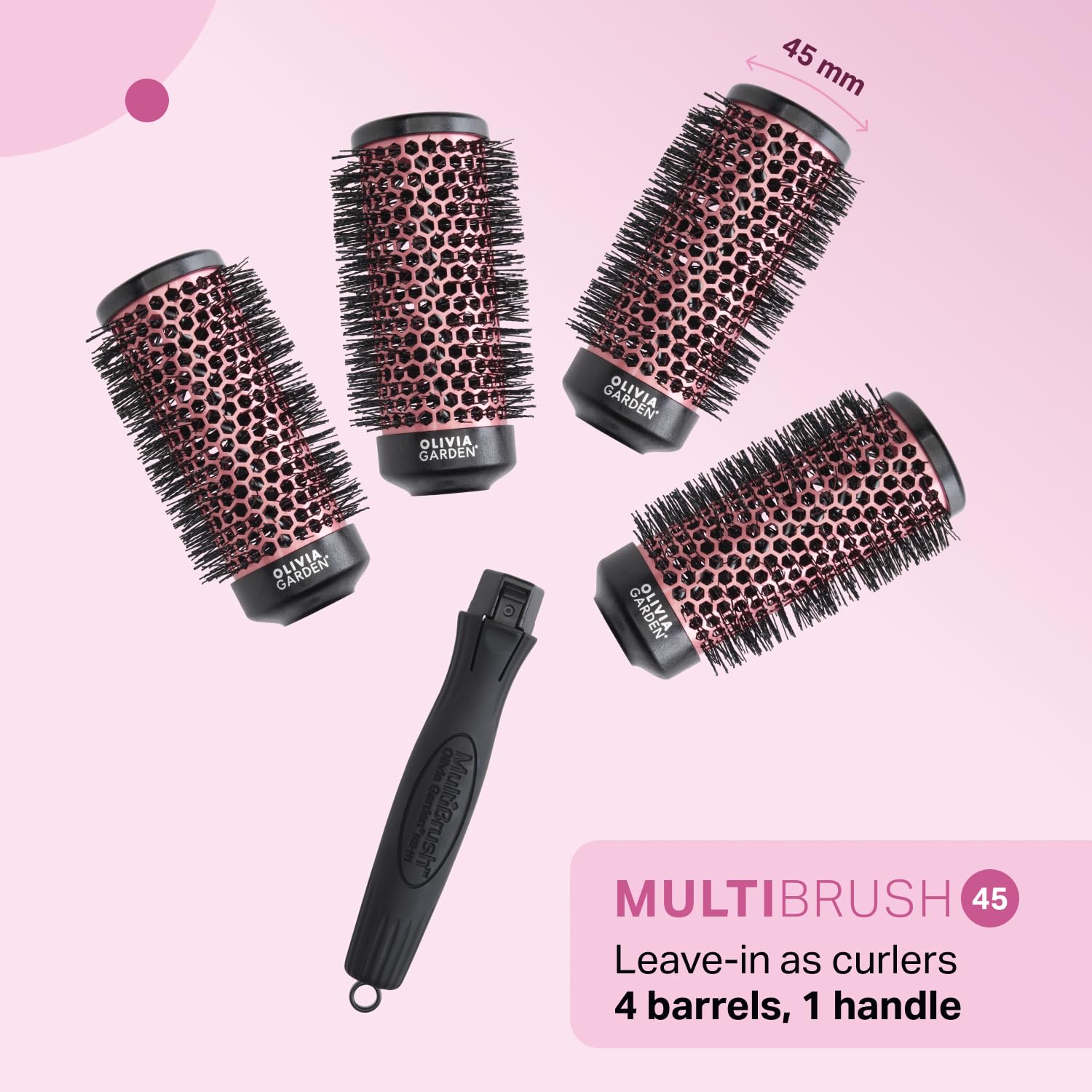 Olivia Garden Multibrush Curlers Kit - Size 45-4 Barrels of the Same Size & 1 Handle - Leave-In Barrels perfect for Curls and Volume - Damaged Box