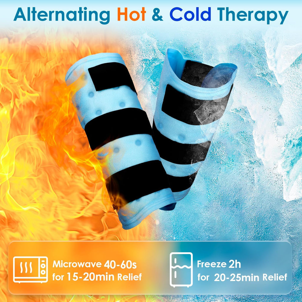 Comfytemp Leg Ice Pack Wrap (2 Packs), Reusable Shin Splints Gel Ice Pack for Injuries, Leg Edema, Swelling, Hot & Cold Compress for Limbs, Calf, Tennis Elbow, Knees, Arm, After Surgery Gift