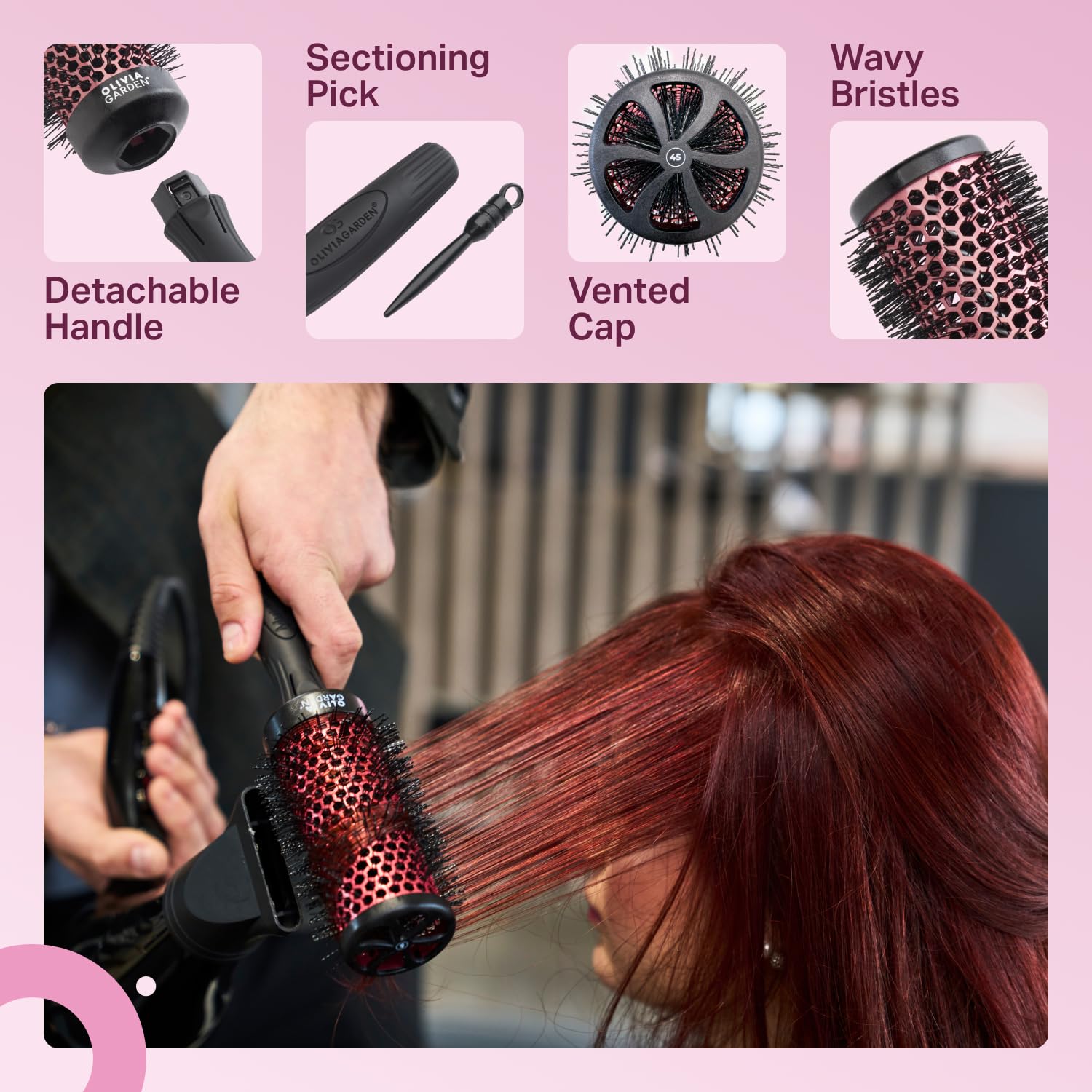 Olivia Garden Multibrush Curlers Kit - Size 45-4 Barrels of the Same Size & 1 Handle - Leave-In Barrels perfect for Curls and Volume - Damaged Box