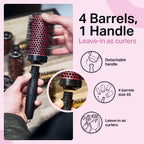 Olivia Garden Multibrush Curlers Kit - Size 45-4 Barrels of the Same Size & 1 Handle - Leave-In Barrels perfect for Curls and Volume - Damaged Box