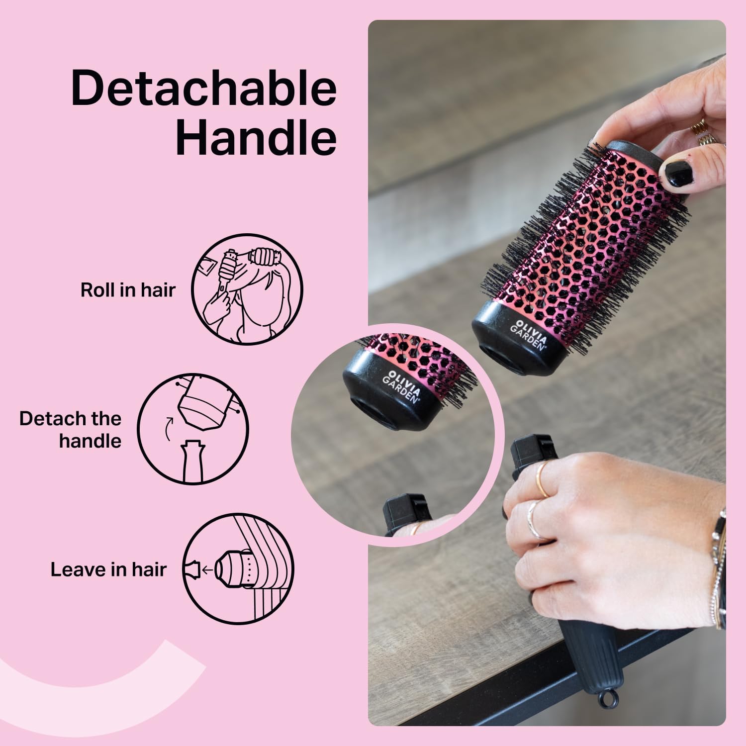 Olivia Garden Multibrush Curlers Kit - Size 45-4 Barrels of the Same Size & 1 Handle - Leave-In Barrels perfect for Curls and Volume - Damaged Box