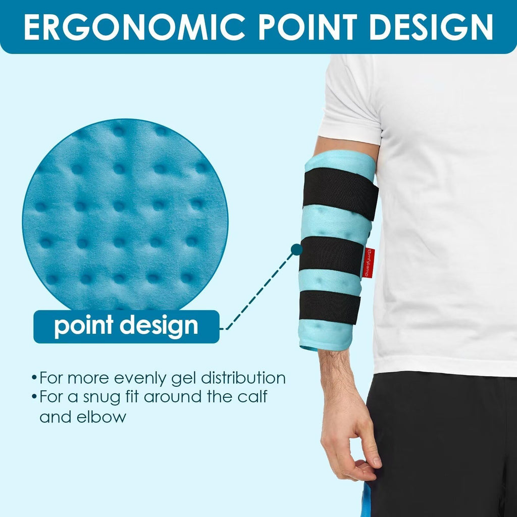 Comfytemp Leg Ice Pack Wrap (2 Packs), Reusable Shin Splints Gel Ice Pack for Injuries, Leg Edema, Swelling, Hot & Cold Compress for Limbs, Calf, Tennis Elbow, Knees, Arm, After Surgery Gift